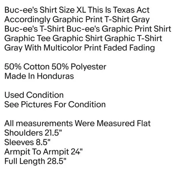 Buc-ee's Shirt Size XL This Is Texas Act Accordingly Graphic Print T-Shirt Gray - Picture 2 of 6